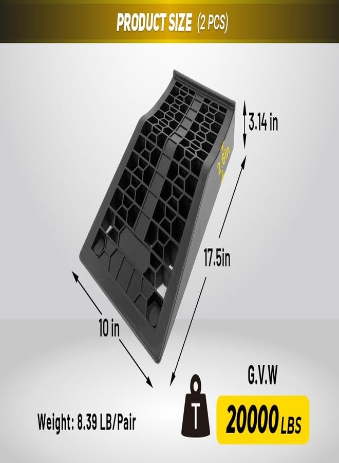 HOXWELL منحدرات سيارات هوكسويل لدعم الرافعات وصيانة المركبات، منحدرات سيارات خفيفة الوزن ومنخفضة الارتفاع للجراج، منحدرات إطارات شديدة التحمل للسيارات ذات الهيكل المنخفض، 17.5 بوصة × 10 بوصة × 3.14 بوصة (قطعتان) - Image 2